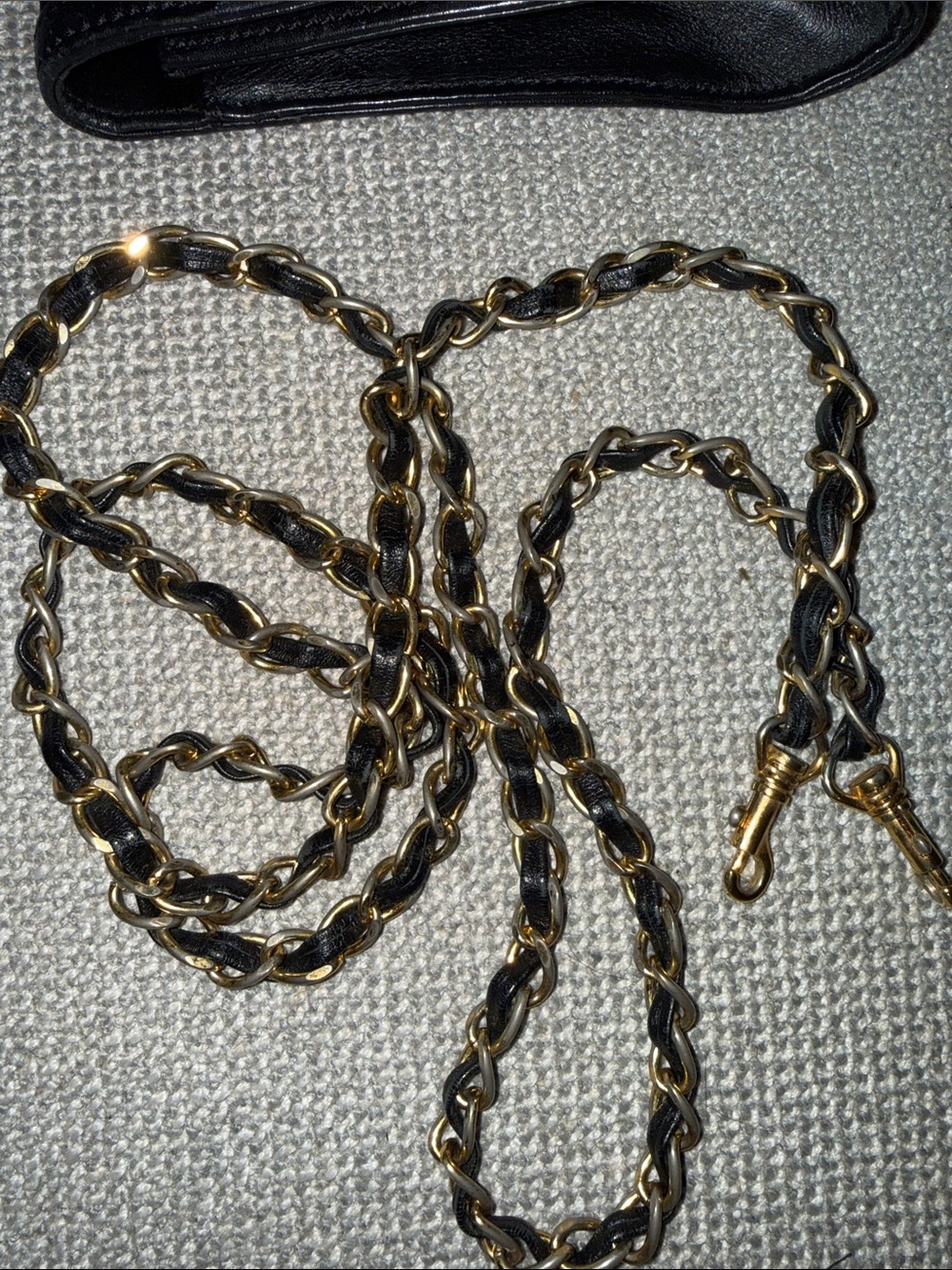 MCM Black Monogram Chain Shoulder Bag Clutch with Gold Plate - Picture 11 of 12